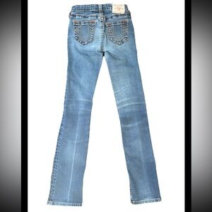 True Religion Women’s Size 27 Billie Mid Rise Straight Blue Jeans